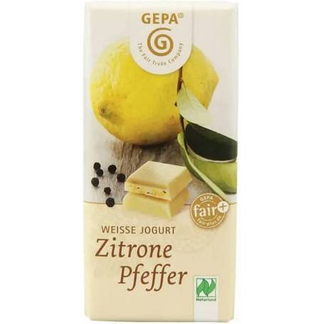 Ciocolata alba cu iaurt, lamaie si piper, eco-bio, 40 g, Fairtrade - Gepa