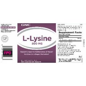 L-lysine 500 Mg, L-lizina, 100tb - Gnc