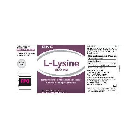 L-lysine 500 Mg, L-lizina, 100tb - Gnc