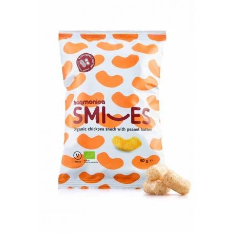 Pufuleti smiles cu unt de arahide, eco-bio, 50g - Harmonica