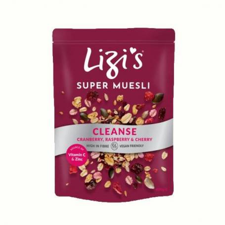 Musli cu merisoare, zmeura si cirese, Cleanse 400g - Lizi's