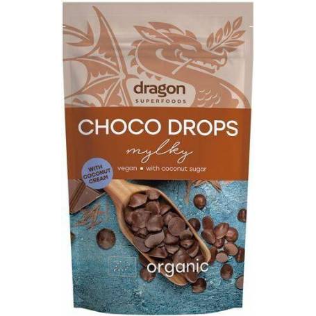 Choco drops Milky, eco-bio, 200g - Dragon Superfoods