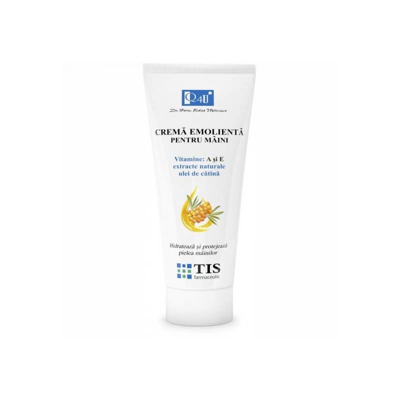 Crema emolienta pentru maini cu Vitamina A si E Q4U, 100ml - Tis