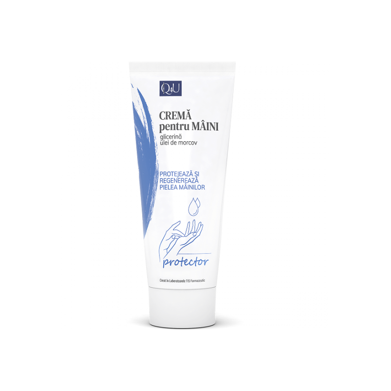 Crema pentru maini cu glicerina si ulei de morcov Q4U, 100ml - Tis