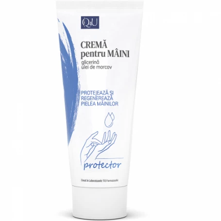 Crema pentru maini cu glicerina si ulei de morcov Q4U, 100ml - Tis Farmaceutic