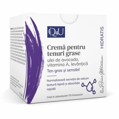 Crema pentru tenuri grase Hidratis Q4U, 50ml - Tis Farmaceutic