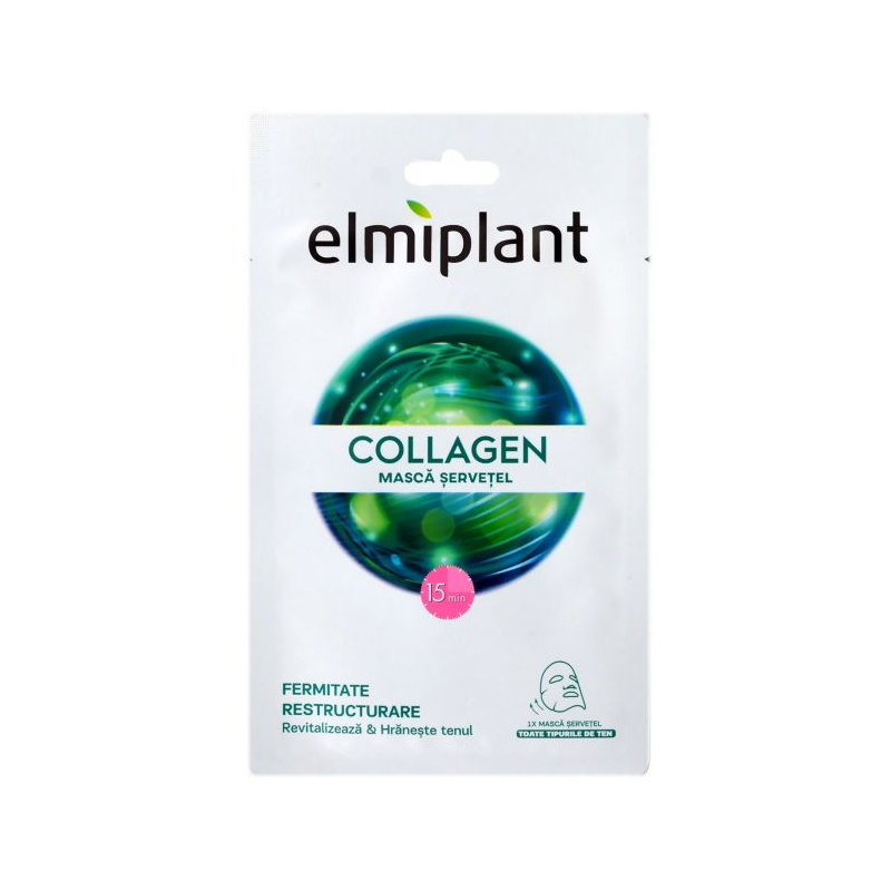 Masca servetel fermitate si restructurare, Collagen, 20ml - Elmiplant