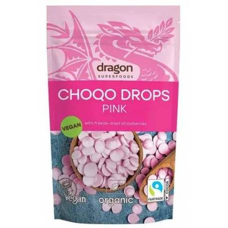 Choco drops roz, eco-bio, 200g - Dragon Superfoods
