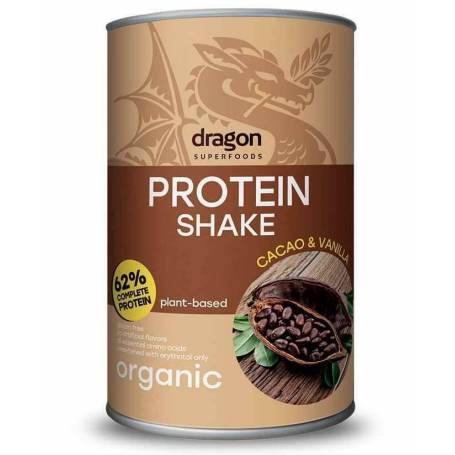 Shake proteic cacao si vanilie, eco-bio, 500g - Dragon Superfoods