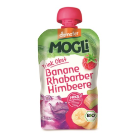 Piure de fructe cu banane, rubarba si zmeura, eco-bio, 100g - Mogli