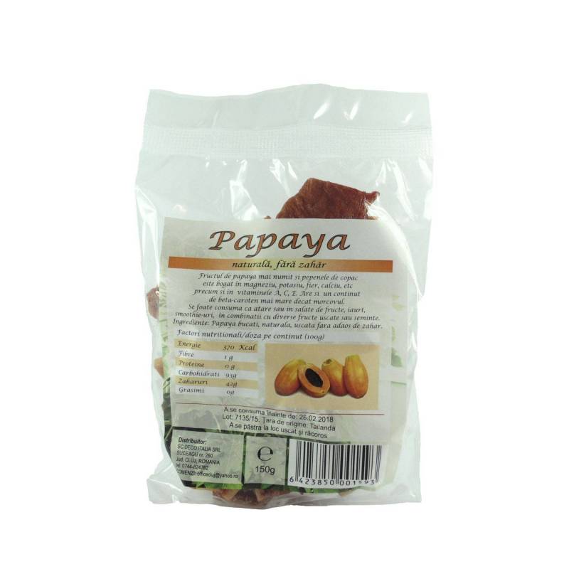 Papaya bucati uscate, deshidratate, fara zahar, 150g - Deco Italia