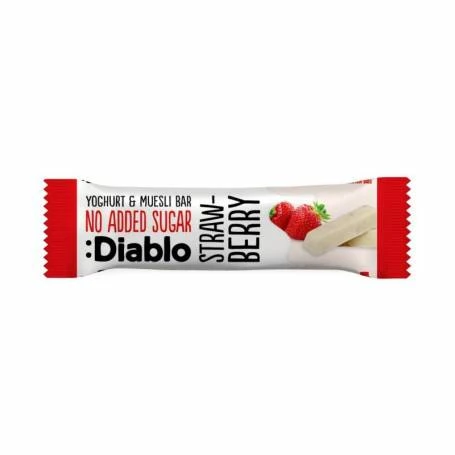 Baton musli cu aroma de capsuni si glazura de iaurt, fara adaos de zahar, cu indulcitori, 30g - Diablo