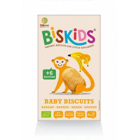 Biscuiti biskids cu banane, fara zahar (de la 6 luni) eco-bio 120g - Belkorn