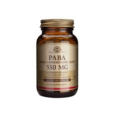 PABA - Acid Para Aminobenzoic - 550mg - 100veg cps - SOLGAR