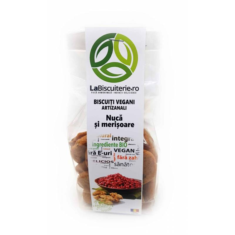 Biscuiti Vegani Cu Nuca Si Merisoare, 140g - Labiscuiterie