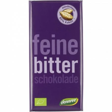 Ciocolata neagra cu 85% cacao, eco-bio, 100g - Dennree