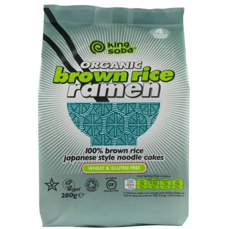 Taitei Ramen din orez integral, fara gluten, eco-bio, 280g - King Soba