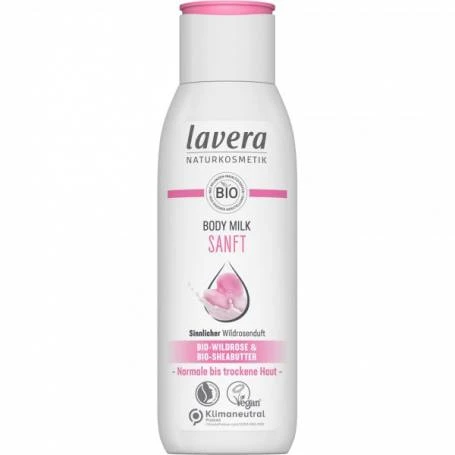 Lapte de corp cu trandafir salbatic si unt de shea, eco-bio, 200ml - Lavera