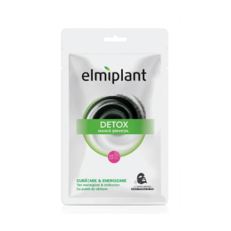 Masca servetel energizanta cu carbune Detox, 20ml - Elmiplant