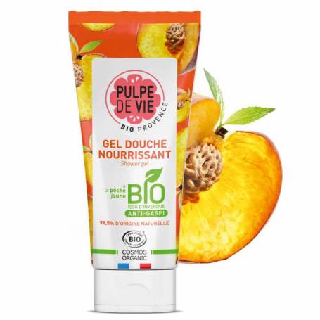 Gel de dus perlat cu piersica bio si efect de catifelare, 200ml - PULPE DE VIE