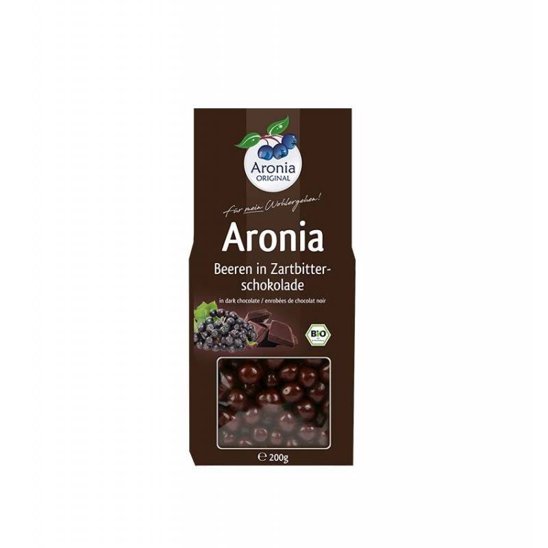 Fructe de Aronia glazurate cu ciocolata - eco-bio 200g - Aronia