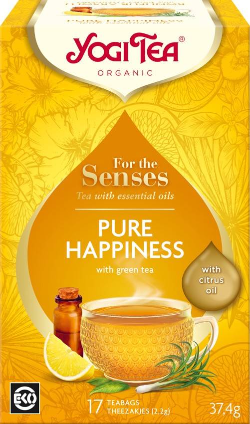 Ceai cu ulei esential, fericire pura, for the senses, eco-bio, 17plicuri - yogi tea