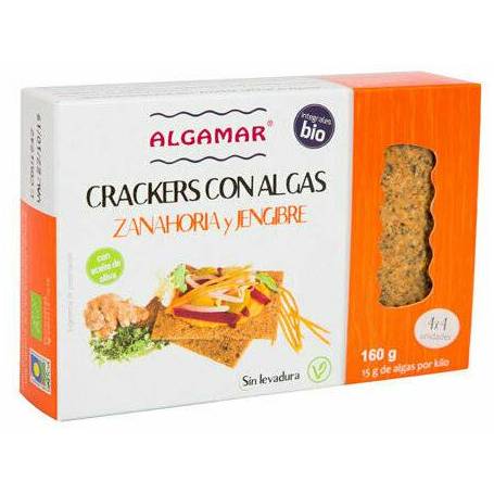 Crackers cu morcovi, ghimbir si alge marine, eco-bio, 160g - Algamar