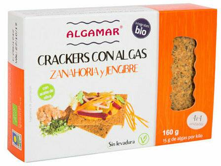 Crackers cu morcovi, ghimbir si alge marine, eco-bio, 160g - algamar
