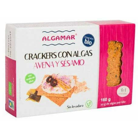 Crackers cu ovaz, susan si alge marine, eco-bio, 160g - Algamar