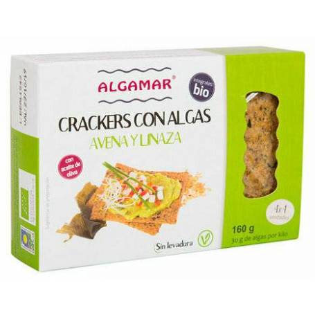 Crackers cu ovaz, seminte de in si alge marine, eco-bio, 160g - Algamar