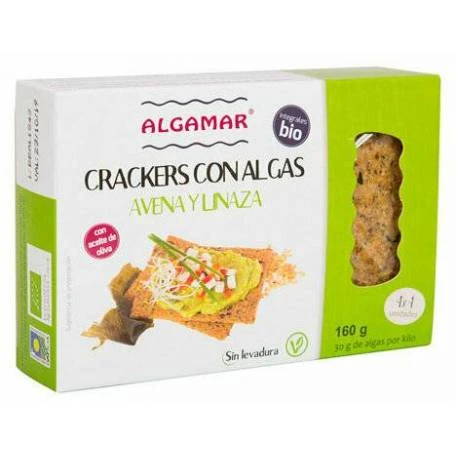 Crackers cu ovaz, seminte de in si alge marine, eco-bio, 160g - Algamar
