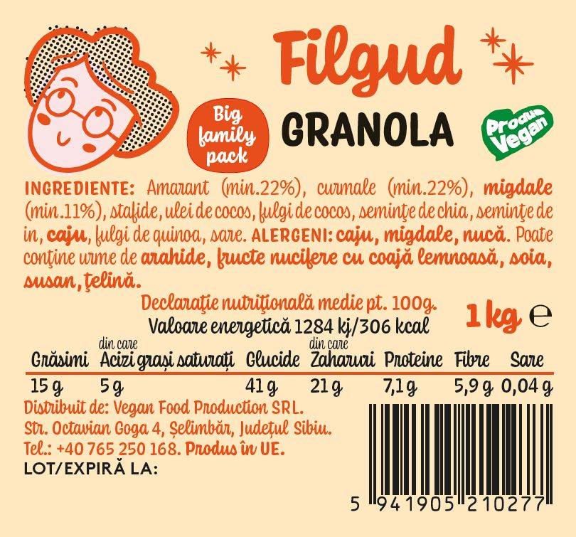 Granola fara gluten, 1kg varianta vrac, filgud