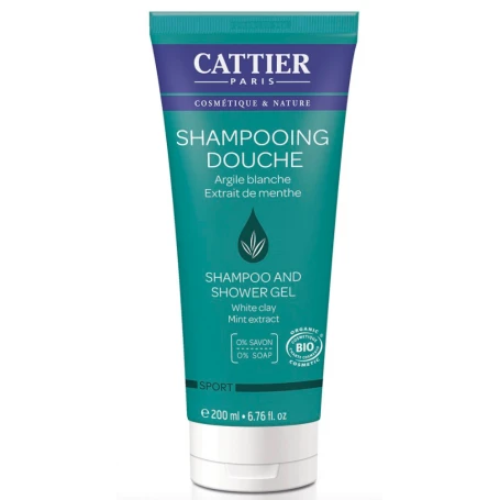 Gel de dus pntru par si corp cu argila si menta, 200ml - Cattier