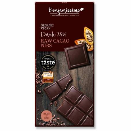 Ciocolata cu cacao nibs, eco-bio, 70g - Benjamissimo