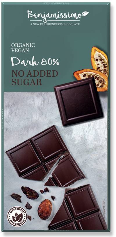 Ciocolata cu 80% cacao, eco-bio, 70g - benjamissimo