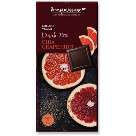 Ciocolata cu chia si grapefruit, eco-bio, 70g - Benjamissimo