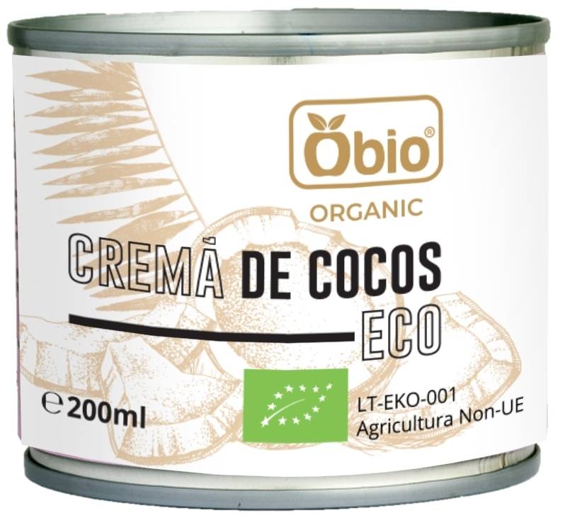 Crema de cocos, eco-bio, 200ml - obio