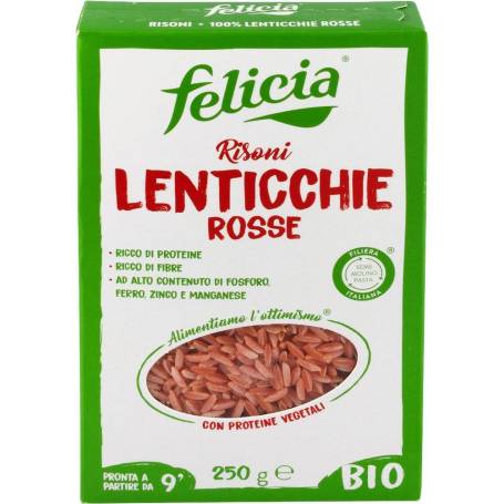 Risoni cu linte rosie, eco-bio, 250g - Felicia