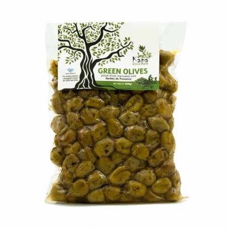 Masline verzi fara samburi cu ierburi de Provence 800g - Kapa Olive Farm