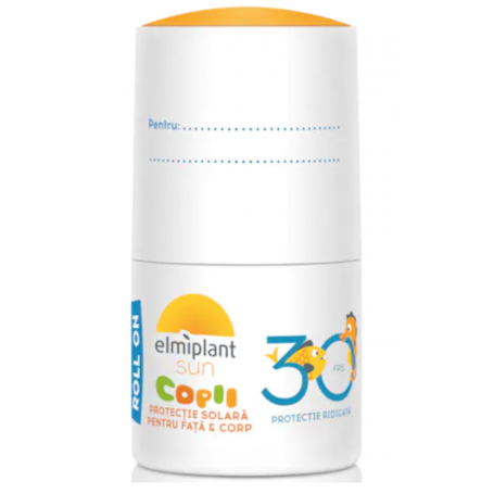 Roll-on cu protectie solara Sun Kids pentru fata si corp, cu SPF30, 70ml - Elmiplant