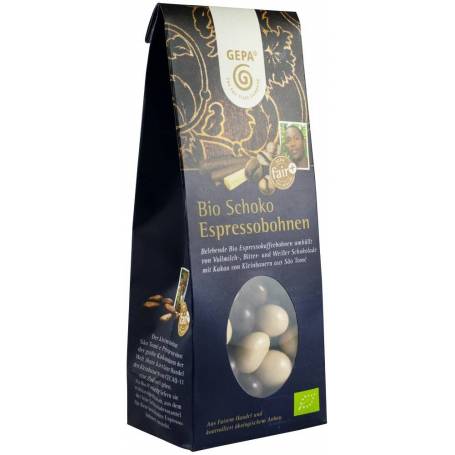 Boabe de expresso glazurate în 3 feluri de ciocolata, eco-bio, 100 g, Fairtrade - GEPA
