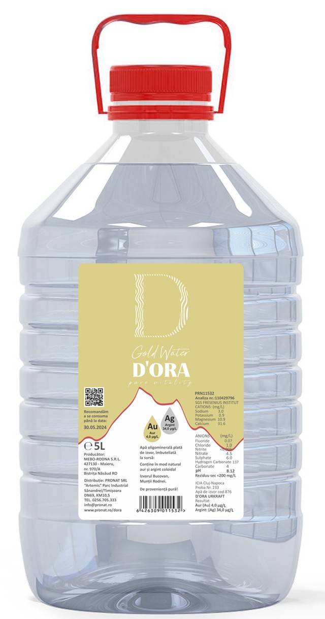 Apa Alcalina Cu Aur Dora - Gold Water D'ora, 5l