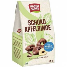 Bucati de mere glazurate in ciocolata cu lapte, eco-bio, 90g - Rosengarten