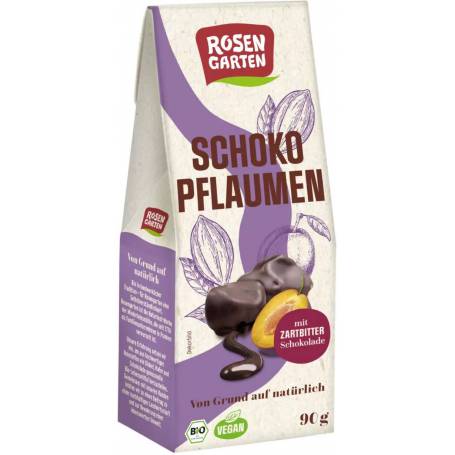 Prune glazurate in ciocolata neagra, eco-bio, 90g - Rosengarten