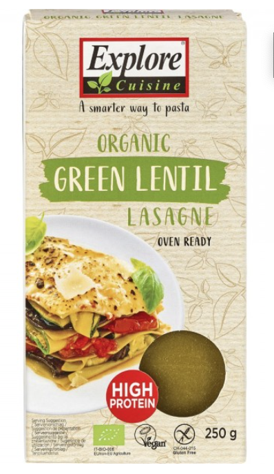 Lasagna din linte verde, fara gluten, eco-bio, 250g - explore cuisine