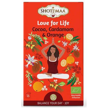 Ceai Shotimaa Balance Your Day, Love for Life, cacao, cardamom si portocala, eco-bio, 16 plicuri, Shotimaa