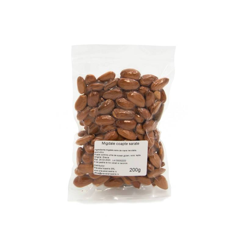 Migdale coapte sarate vacuum, 200g - Nutrissimo