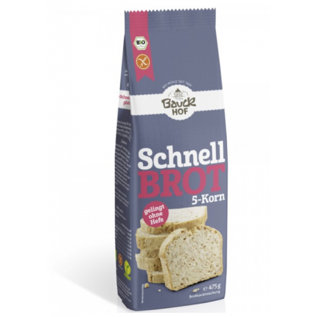 Mix din 5 cereale pentru paine rapida FARA GLUTEN, 475 - BauckHof