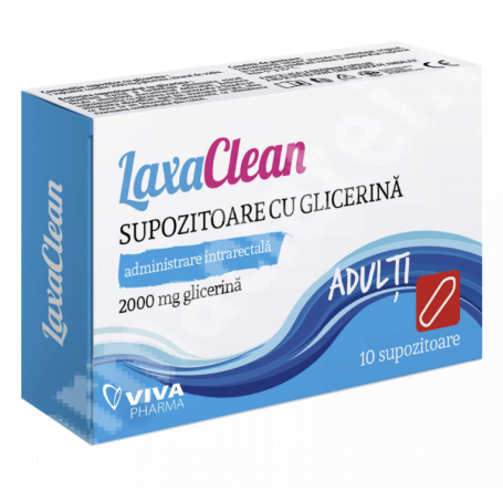 Supozitoare cu glicerina pentru adulti LaxaClean, 10bucati - Viva Pharma