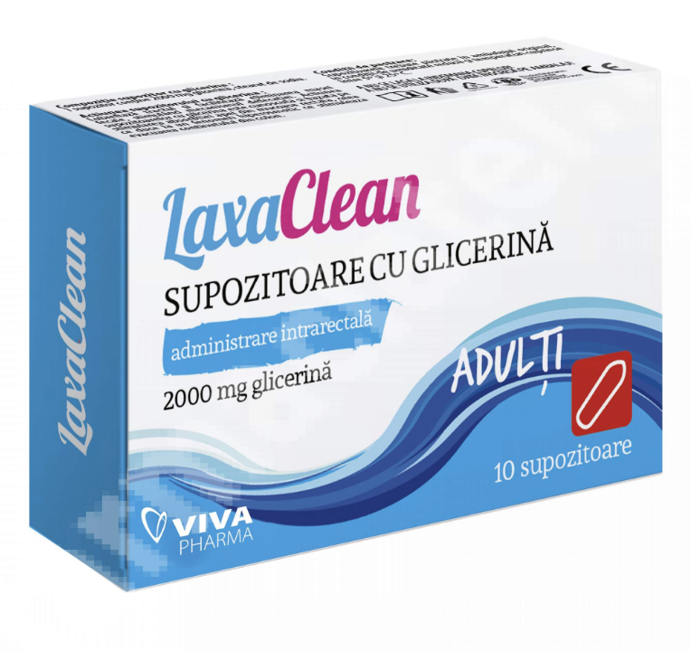 Supozitoare Cu Glicerina Pentru Adulti Laxaclean, 10bucati - Viva Pharma
